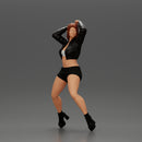 attractive girl on the motorbike stopping and putting hands on hair - Only-Games