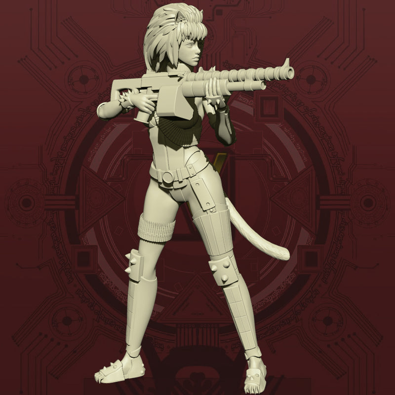 Cyberpunk Catgirl - Firing Pose