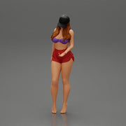 Sexy Girl standing in Cap and Shorts With Posing - Only-Games