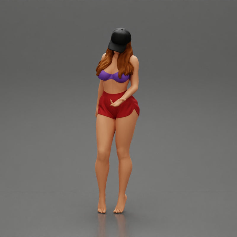 Sexy Girl standing in Cap and Shorts With Posing - Only-Games