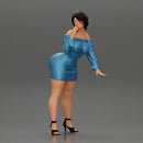 Beautiful girl in Dress and heels  Leaning on the Car - Only-Games