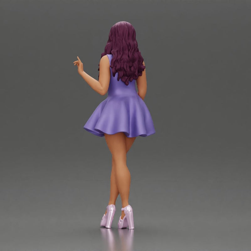 Woman in Flared Dress and Heels with long hair - Only-Games