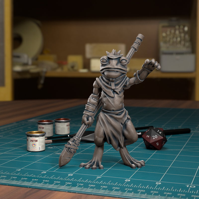Frogfolk Spearman 03 - 32mm - DND - Pathfinder - Only-Games