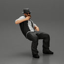 gagnster homie in beard and hat sitting holding lighter cigar while smoking - Only-Games