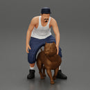 gangster homie in cap and short with his pitbull dog on the street - Only-Games
