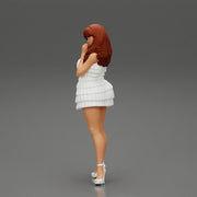 Beautiful woman with long hair standing and posing in fashion summer dress - Only-Games
