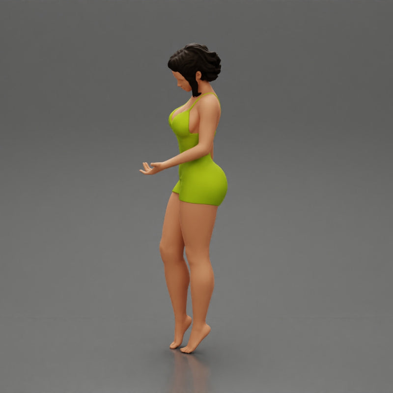 Sexy Girl standing in mini dress on the beach - Only-Games