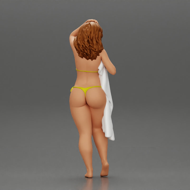 Sexy girl in bikini standing and covering her body by towel - Only-Games