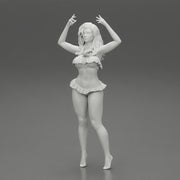Hot beautiful woman in bikini standing with her arms raised up - Only-Games