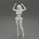 Hot beautiful woman in bikini standing with her arms raised up - Only-Games