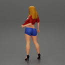 Sexy woman posing in short and shirt with open chest - Only-Games