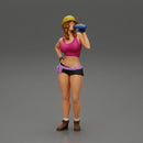 Sexy girl mechanic drinks water during a break - Only-Games