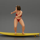 Sexy Girl in A Bikini Swimsuit Riding Wave on board - Only-Games