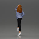 Young woman in  shirt with long hair posing with one foot resting on the motorcycle - Only-Games