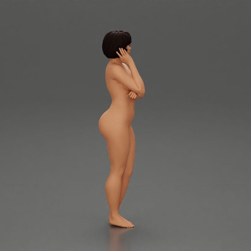 Naked girl with short hair posing