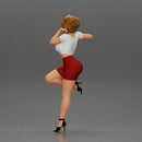 Sexy girl in mini dress and shirt with short hair Leaning Against car - Only-Games