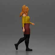 fashionable girl walking her dog, wearing a stylish shirt and long boots - Only-Games