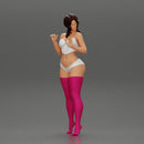 Attractive girl in bikini and stockings Leaning Against car - Only-Games