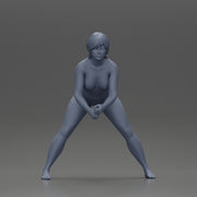 Naked tennis player holding her racket in a ready position - Only-Games