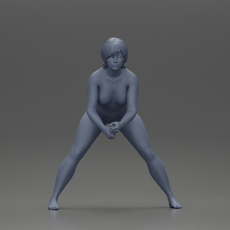 Naked tennis player holding her racket in a ready position - Only-Games