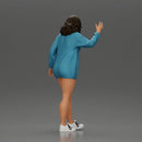 Sexy girl in a long shirt and shoes walks by waving hello to someone - Only-Games