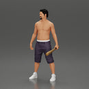 black afro gangster in shorts standing and holding a baseball bat - Only-Games