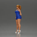 Elegant woman in dress posing confidently with playful charm - Only-Games