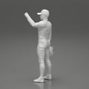 Motorbiker holding his helmet while waving his hand - Only-Games