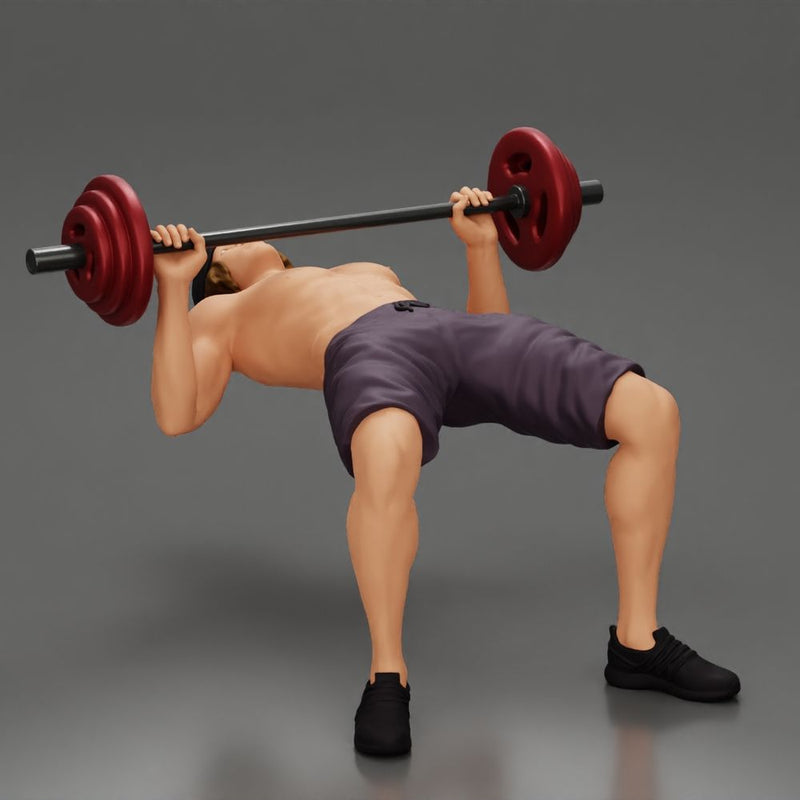 Muscular Man Demonstrates Perfect Bench Press Form in hat and shorts