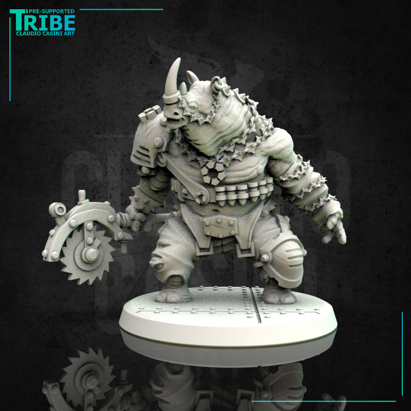 (L 0026) Male rhinoceros mutant post-apocalyptic with a big melè weapons - Only-Games