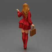 Young woman wearing beautiful Fashion dress and holding handbag - Only-Games