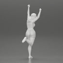 Happy girl in Mini shirt and tennis cap Standing on One Leg - Only-Games