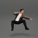 Man in a leather jacket sitting on the car and closing the car door - Only-Games