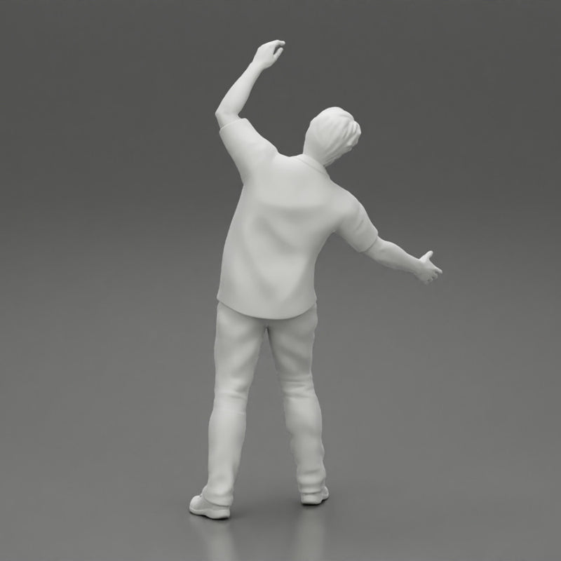young man in a shirt and pants dancing - Only-Games