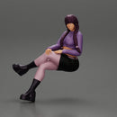 Sexy girl sitting with crossed legs  n boots and mini skirt  with long pigtails - Only-Games