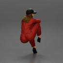 Tired woman mechanic in suit and cap sitting - Only-Games