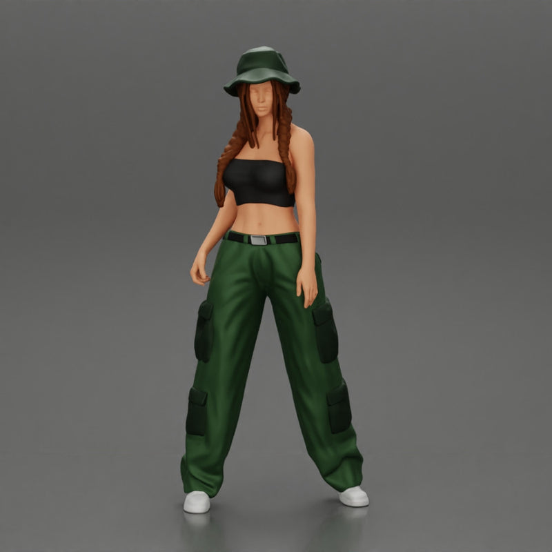 gangster homies lowrider girl posing in hat with pigtail hairstyle - Only-Games