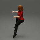 beautiful woman in jacket sitting and driving a motorbike - Only-Games