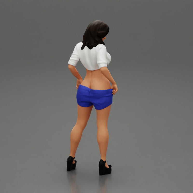 Sexy woman showing her breasts undressing her shorts - Only-Games