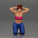 Chola Girl in bra sitting putting his hands behind head about to be arrested - Only-Games