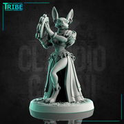 (0211) Female Rabbitfolk bard gypsy with tambourine - Only-Games