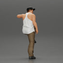 gangster wearing a cap and tank top leans casually against the car - Only-Games