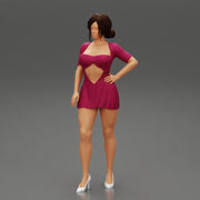 Beautiful Woman in Short Evening Mini Dress - Only-Games