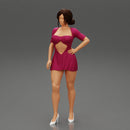 Beautiful Woman in Short Evening Mini Dress - Only-Games