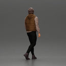 Bearded Man in Winter Outfit Walking with Casual Confidence - Only-Games