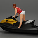Beautiful girl riding standing up on a speeding jetski - Only-Games