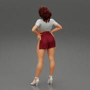 Brunette Girl in Short and mini shirt - Only-Games