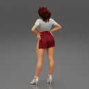 Brunette Girl in Short and mini shirt - Only-Games