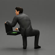 businessman sitting and holding briefcase of money - Only-Games