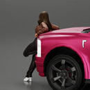 lowrider chola girl leaning against the car mini jacket - Only-Games